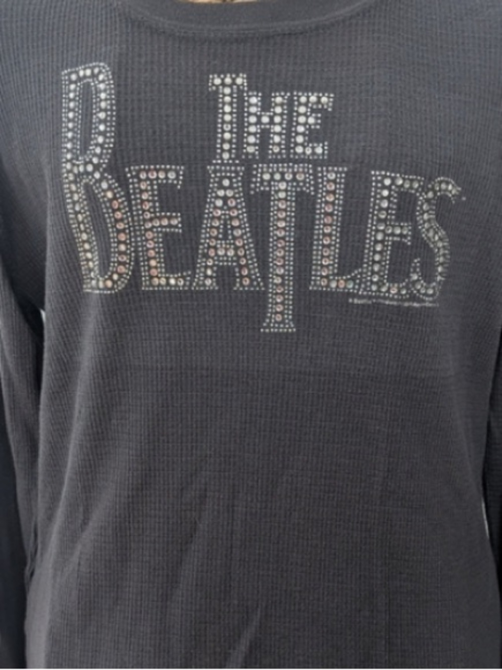 Junk Food Clothing Charcoal The Beatles Studded Long Sleeve Thermal Top